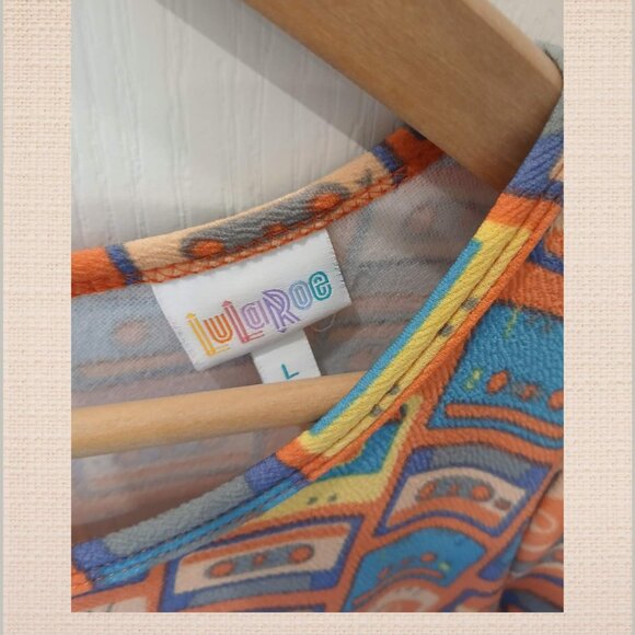 LuLaRoe "Amelia" Dress Cassette Tape Orange - Picture 4 of 6